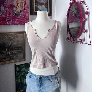 styles nude beige ribbed bedazzled tank top